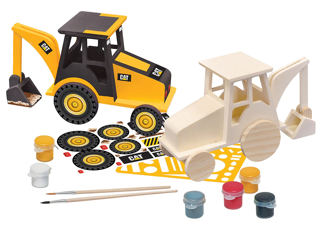 Cat Backhoe Wood Paint Kit Earthmoving Machines