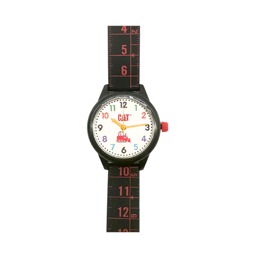 Cat Kids silver and black/red Silicone Watch