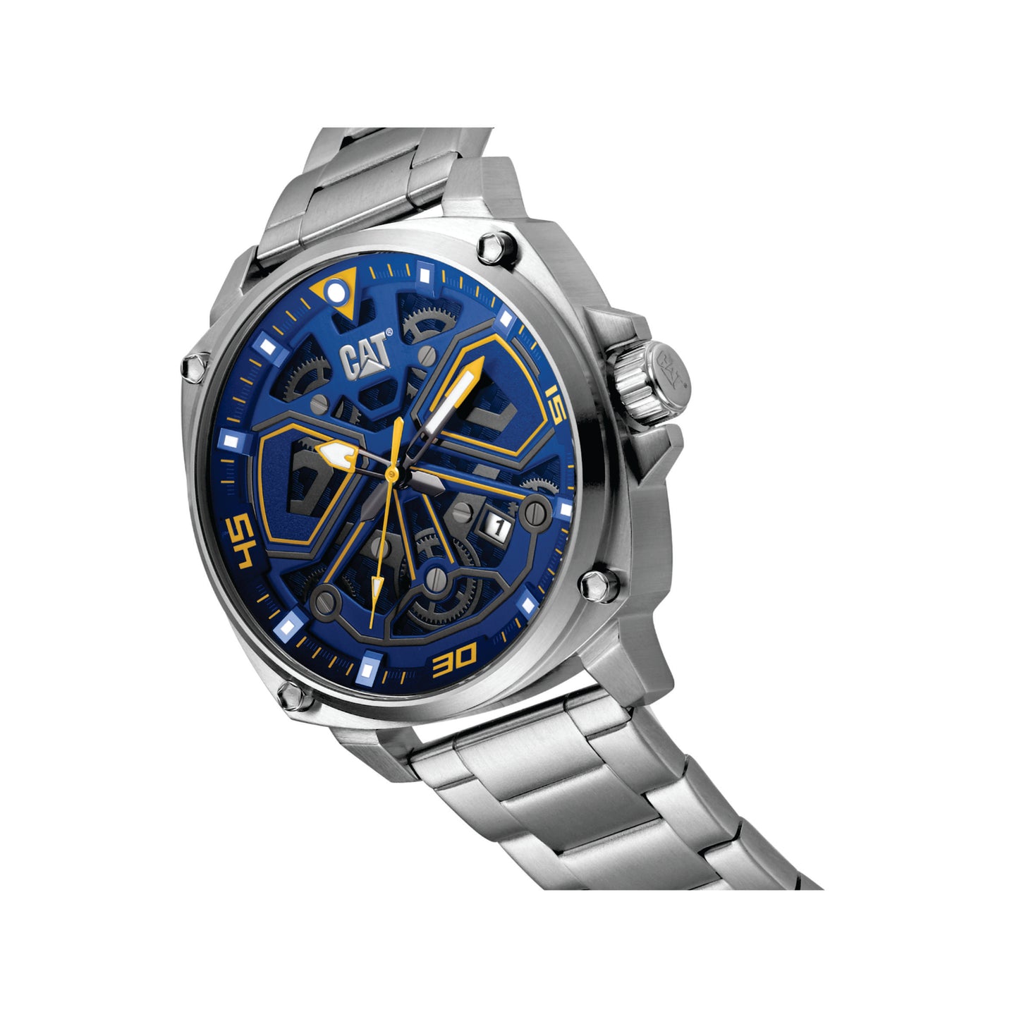 AJ Watch Blue/Yellow Stainless Strap