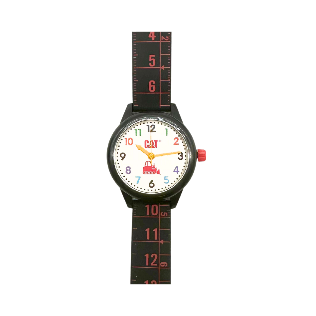 Cat Kids silver and black/red Silicone Watch