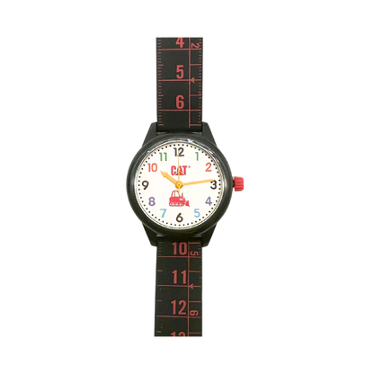 Cat Kids silver and black/red Silicone Watch